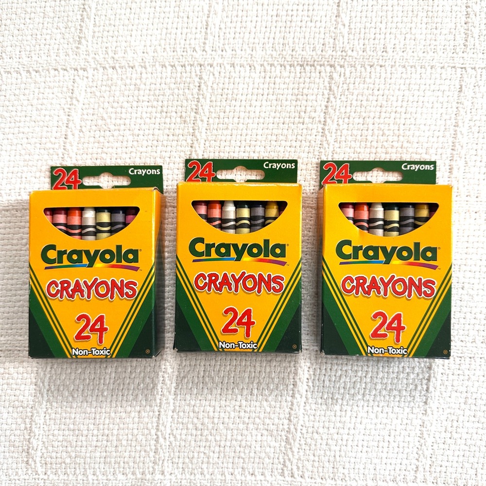 VTG 90s Crayola Crayons 24 Count Lot of 3 Binney & Smith 1999 USA Disc Dandelion